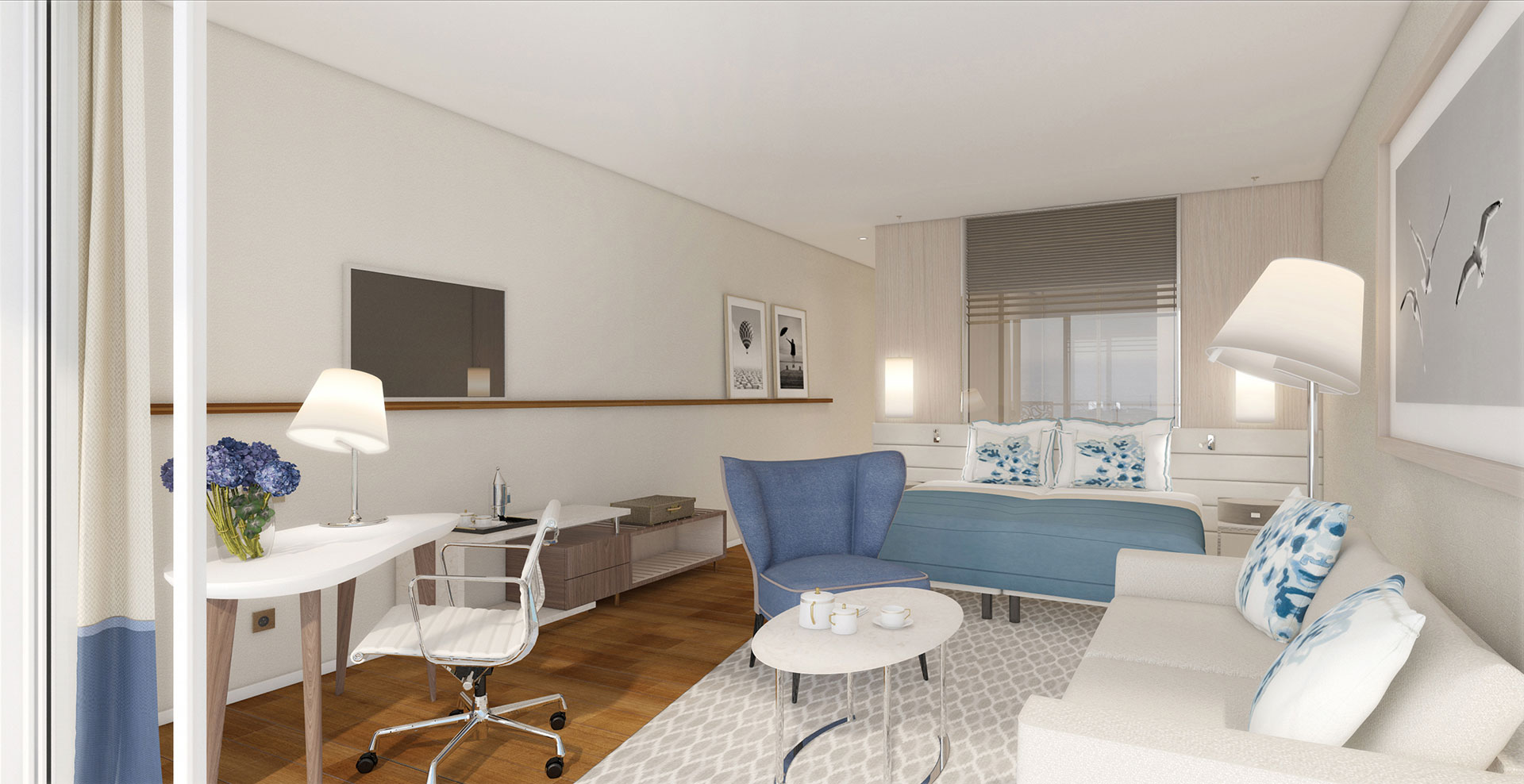 Bedroom for Paradise Blue Hôtel by Borella Art Design